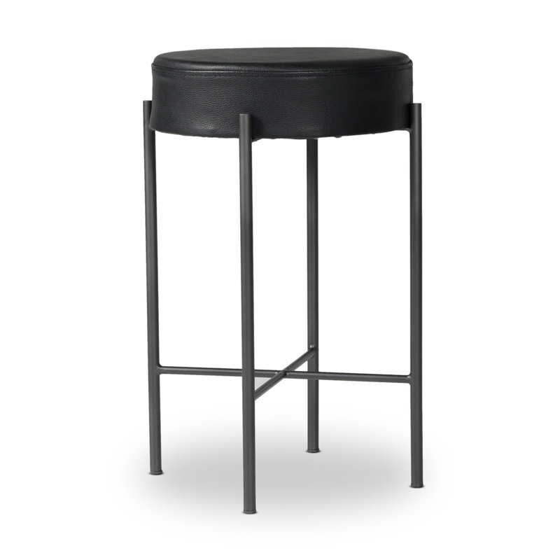 Nocona Bar Stool, Bar Stool (30" Seat Height), Leather - Black