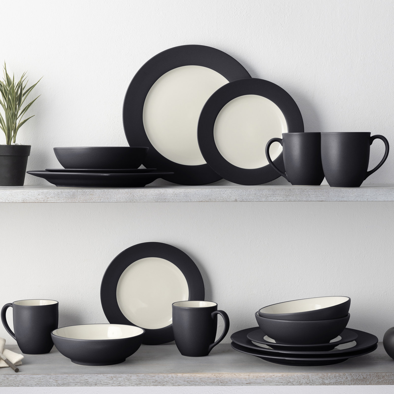 Colorwave Stoneware Dinnerware Set - Service for 4, Graphite