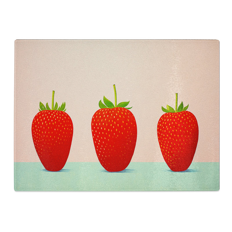 Strawberry Minimalism  Glass Chopping Board