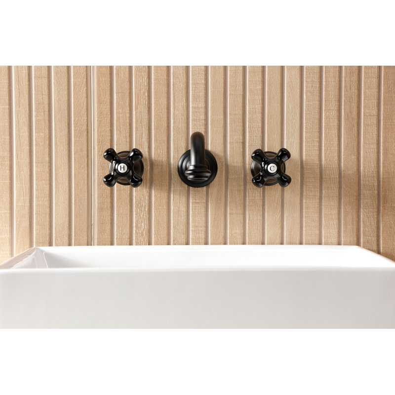 Kingston Brass Duchess Two-Handle Wall Mount Bathroom Faucet, Matte Black