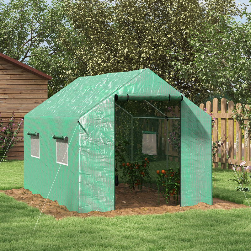 6.5 Ft W x 9.5 Ft D Hobby Greenhouse, Green