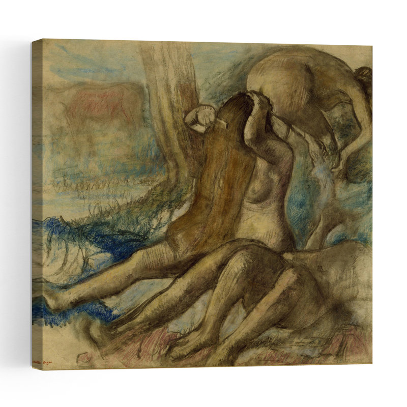 Les Baigneuses, vers 1890-1895, estampe d'art mural contemporain abstrait impressionniste, H 32 po x l 32 po
