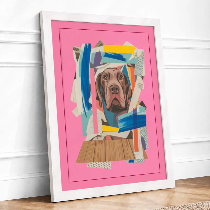 Dog in Collage Maximalist - Framed Print, A1 - 84.1 x 59.4 cm, White