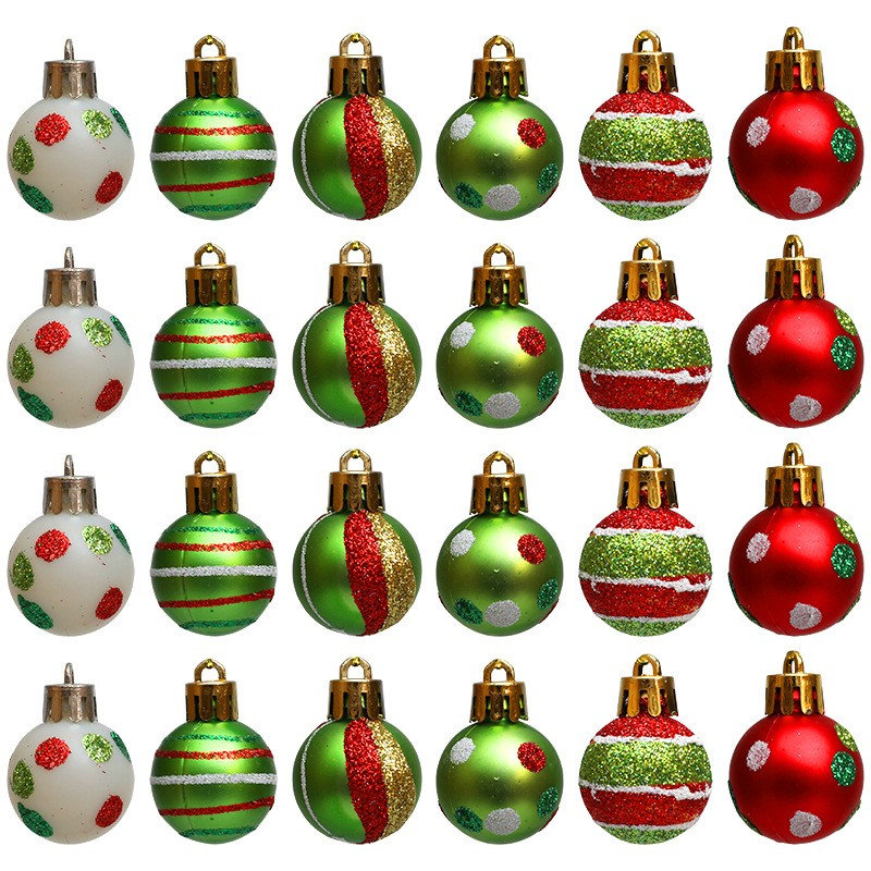 Pendentif décorations de Noël en plastique peint mat 3cm 24, 1.18" H x 4.53" W x 6.69" D