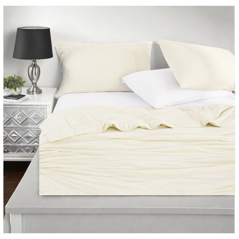 Édredon Cooling Bed, ensemble de literie en nylon 90 x 90 po ivoire, toutes saisons