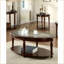 Table basse de salon en cerisier foncé avec plateau en verre biseauté, rangement ouvert Pieds tournés