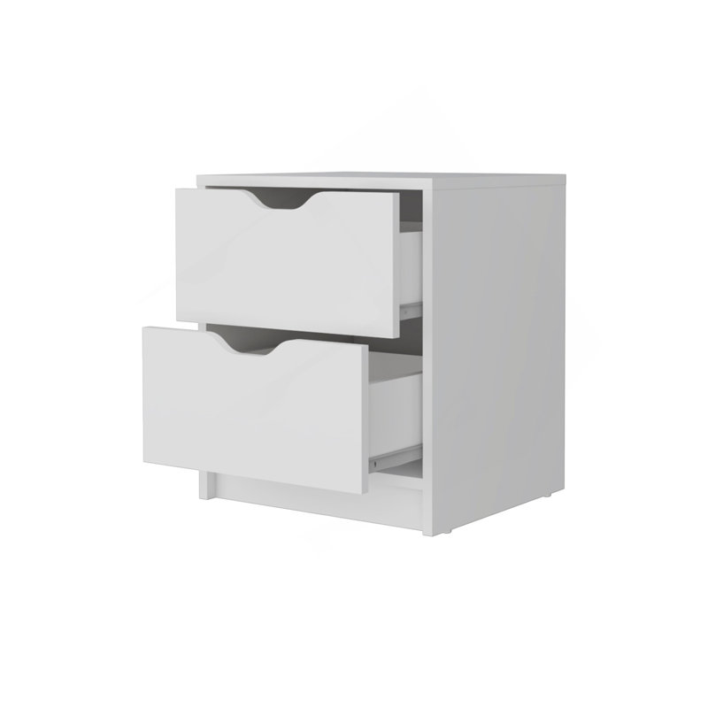 Table de chevet 2 tiroirs Dillon, Blanc