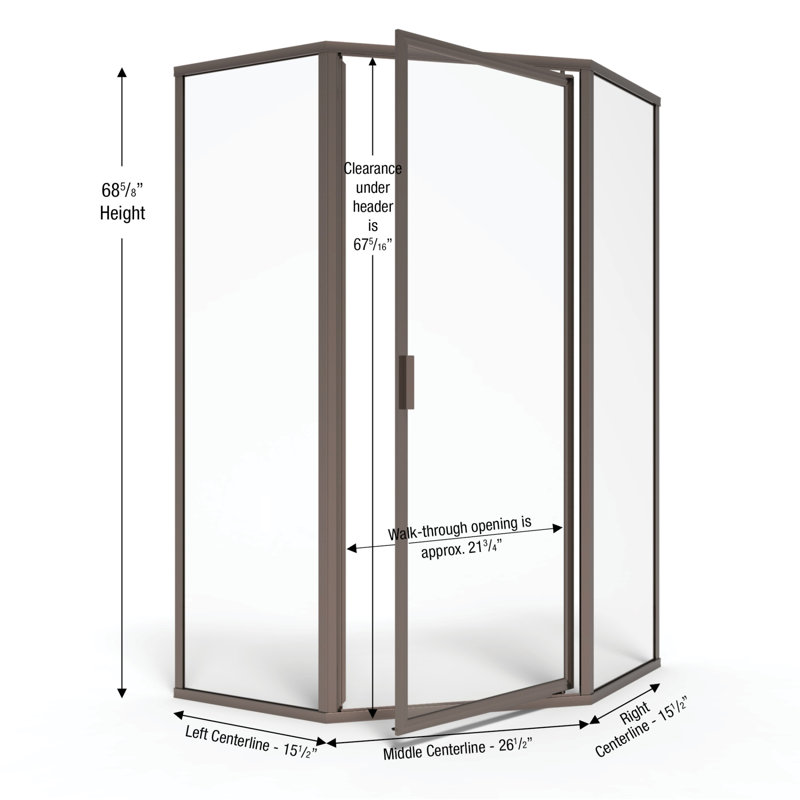 Deluxe 57.5'' W 68.6'' H Framed Neo-angle Reversible Shower Enclosure, Oil Rubbed Bronze