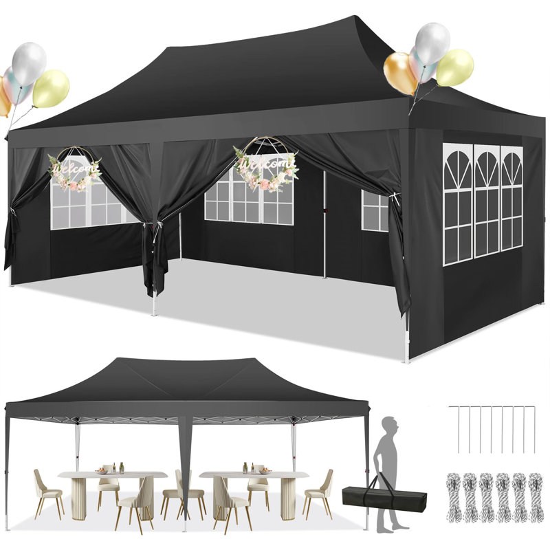 2m x 1m Metal Vault Gazebo, Black
