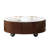 35.4" Modern Faux Marble Coffee Table with 2 Drawers and Sintered Stone Top, Rustic Round Coffee Table with Walnut Veneer-1154807780-1154805888