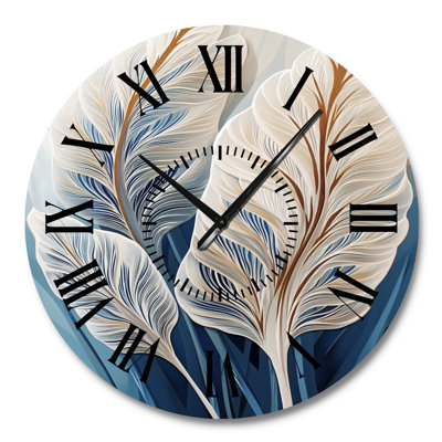 Gilded Pampas Plumes - Boho Metal Wall Clock