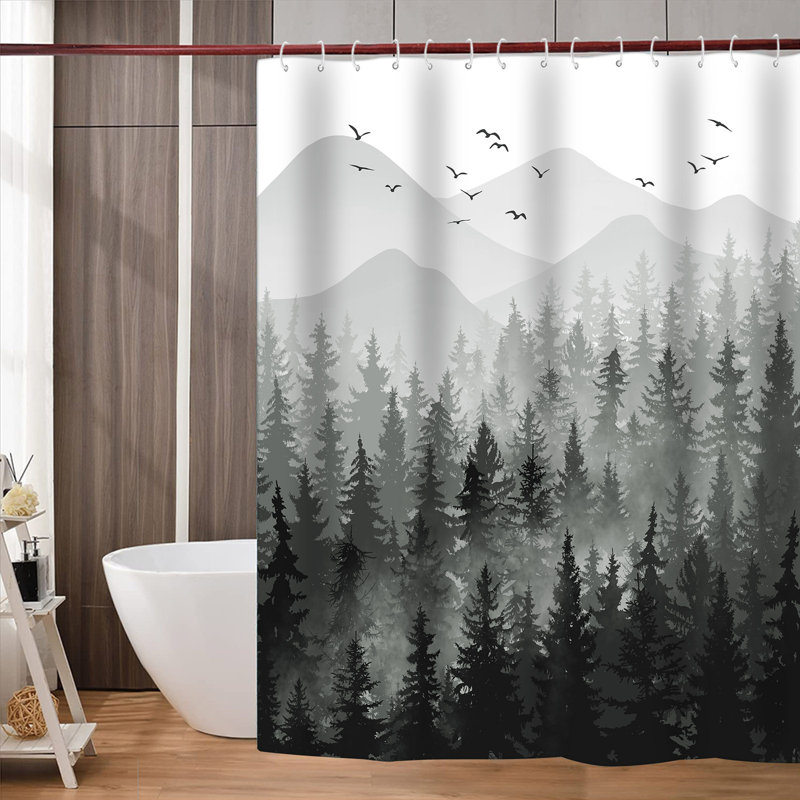 Rideau de douche Raycliff, Noir, noir, noir, noir, 72"H x 72"W