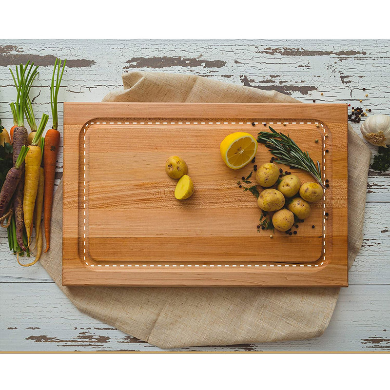 Maple Wood 18" x 12" Reversible Cutting Board with Juice Groove