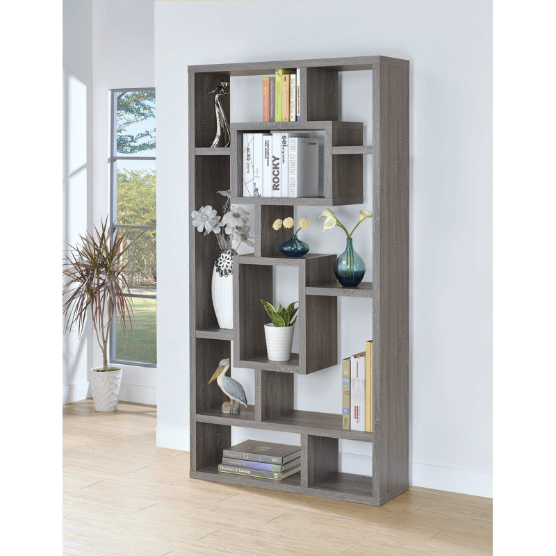 Germya Geometric Bookcase, Weathered Gray