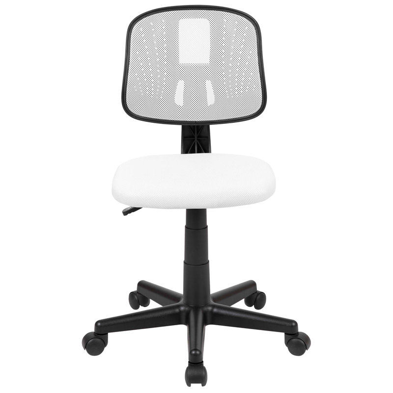 Meridian Mid-Back Swivel Mesh Task Office Chair with Pivot Back, No, White
