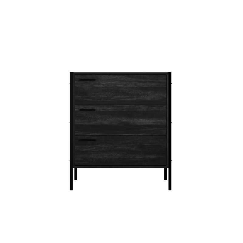 HOXTON 3 DRAWER CHEST, Distressed Black