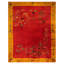 1920s Modern Red Field Asymmetrical Knotted Wool Antique Chinese Art Deco Carpet