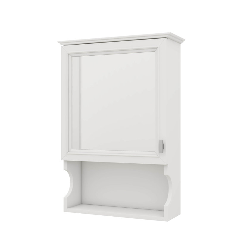 Armoire de rangement de salle de bain murale 20 po avec miroir, Blanc