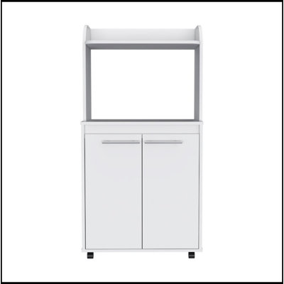 Charlotte 1-Shelf 2-Door Kitchen Pantry with Caster Wheels for Easy Mobility and Storage, Perfect for Small Spaces