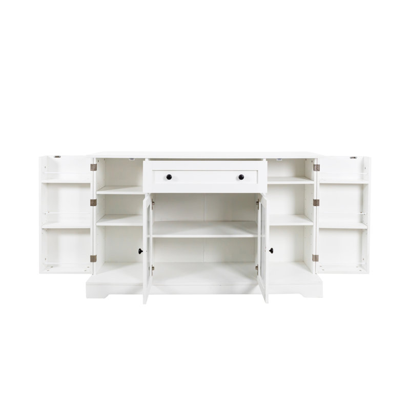 Buffet avec rangement, buffet moderne avec portes, armoire à café avec tiroir et tablette réglable en bois, blanc