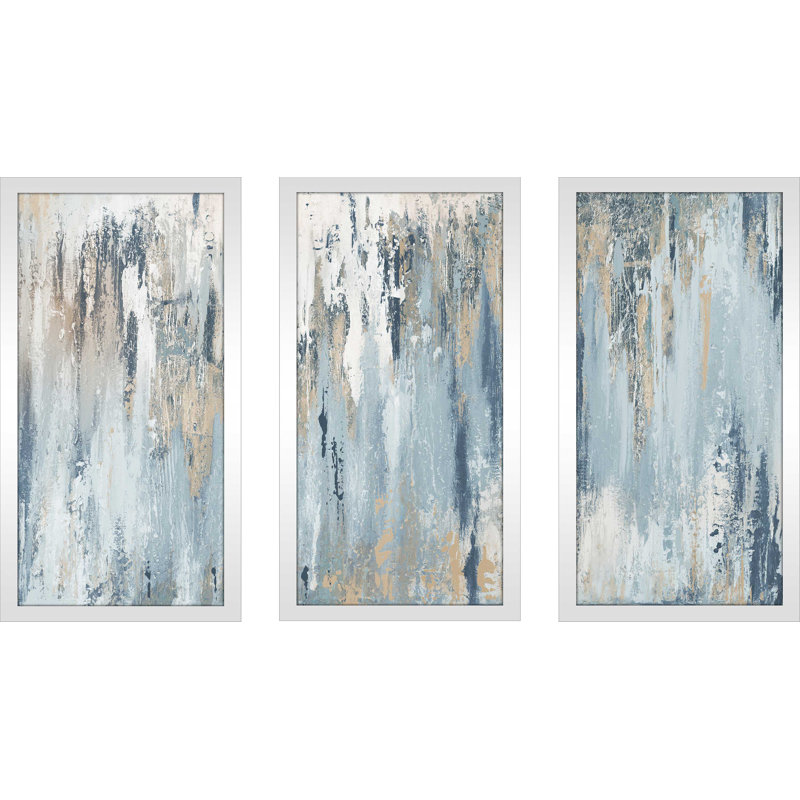 «Blue Illusion», ensemble de 3 reproductions d'art sur acrylique, L 52,5 po x H 33,5 po x P 1 po