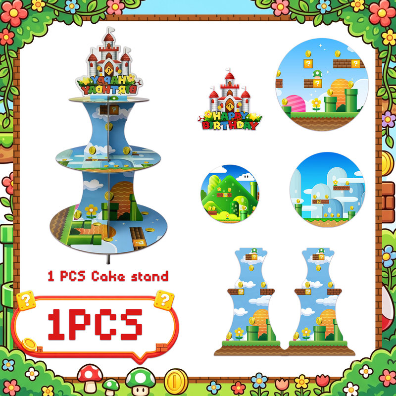 Super Mario Cupcake Stand, 1pcs Super Mario Theme Cupcake Stand Birthday Party Decorations