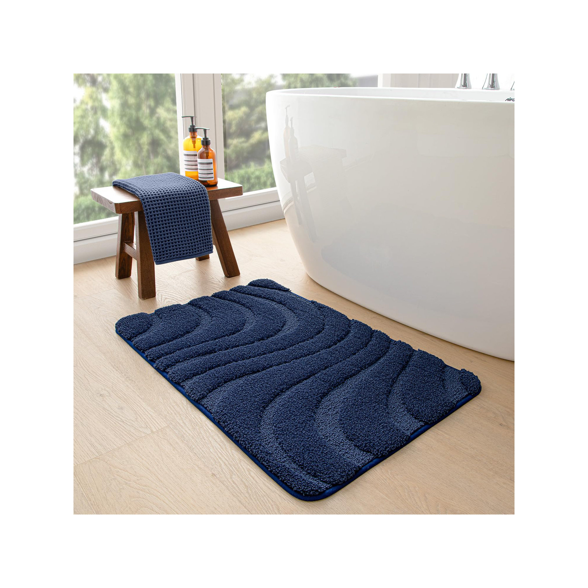 Gagetown Non-Slip Bath Rug, Blue, 16" W x 24" L