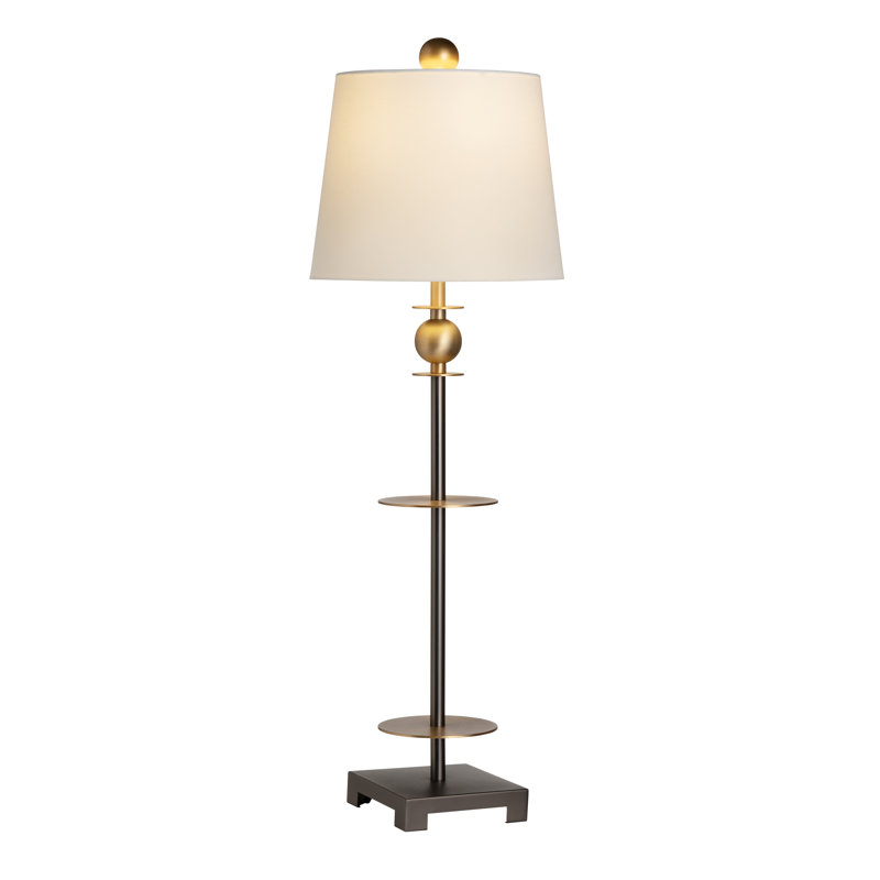 Lampe de table 37,25 "en métal avec abat-jour blanc