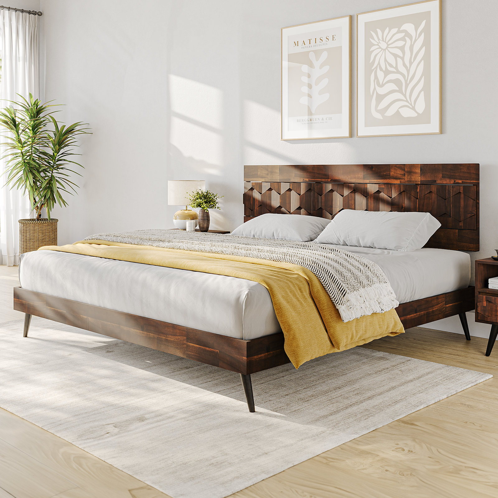 Corrigan Studio® Georgina Solid Wood Platform Bed Frame with Headboard ...