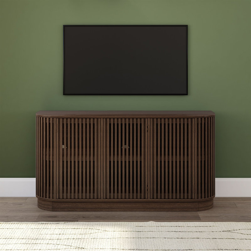 Contour 59" Curved Sideboard/TV Stand with Slat Doors, Walnut