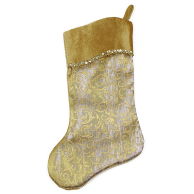 20" Two-Toned Metallic Christmas Stocking with Wavy White Cuff