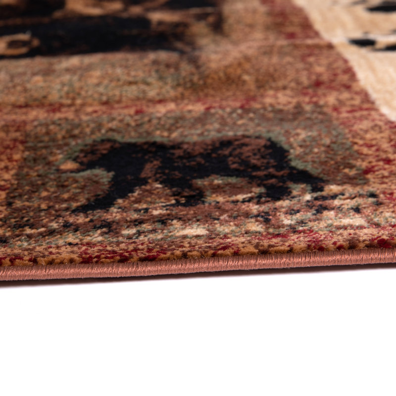 Nature Inspired Mother Bear with 2 Cubs Indoor Olefin Area Rug, Rectangle 2' x 3'