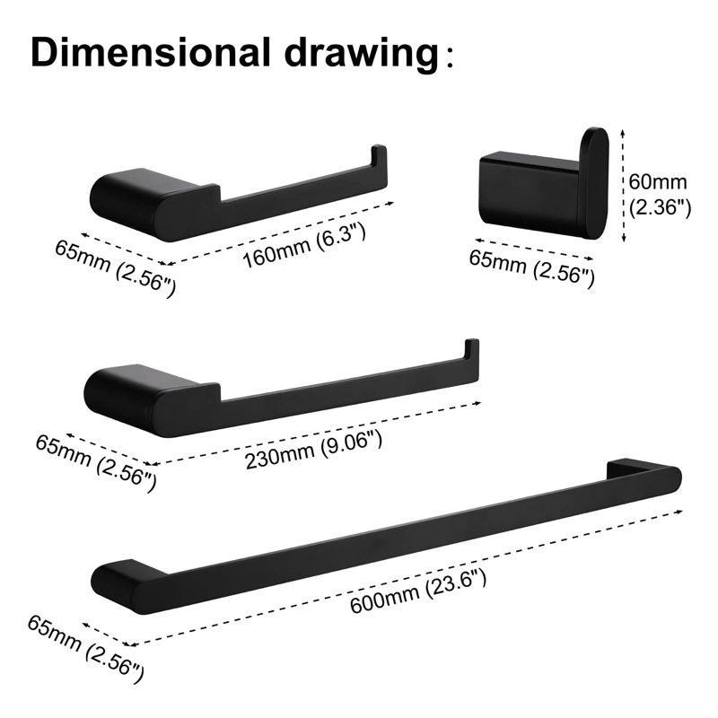 4 - Piece Bathroom Hardware Set, Matte Black
