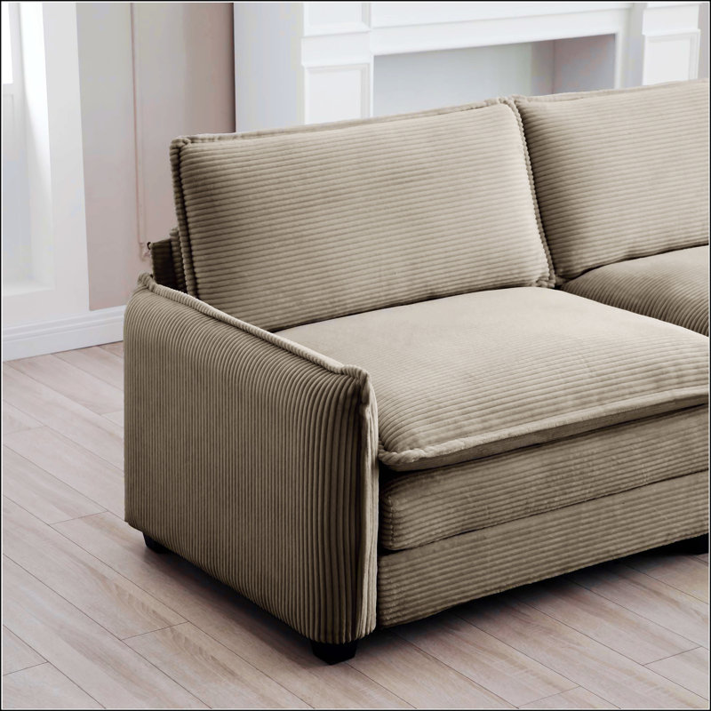3 Piece Comfortable Oversized Sectional Sofa, Tan