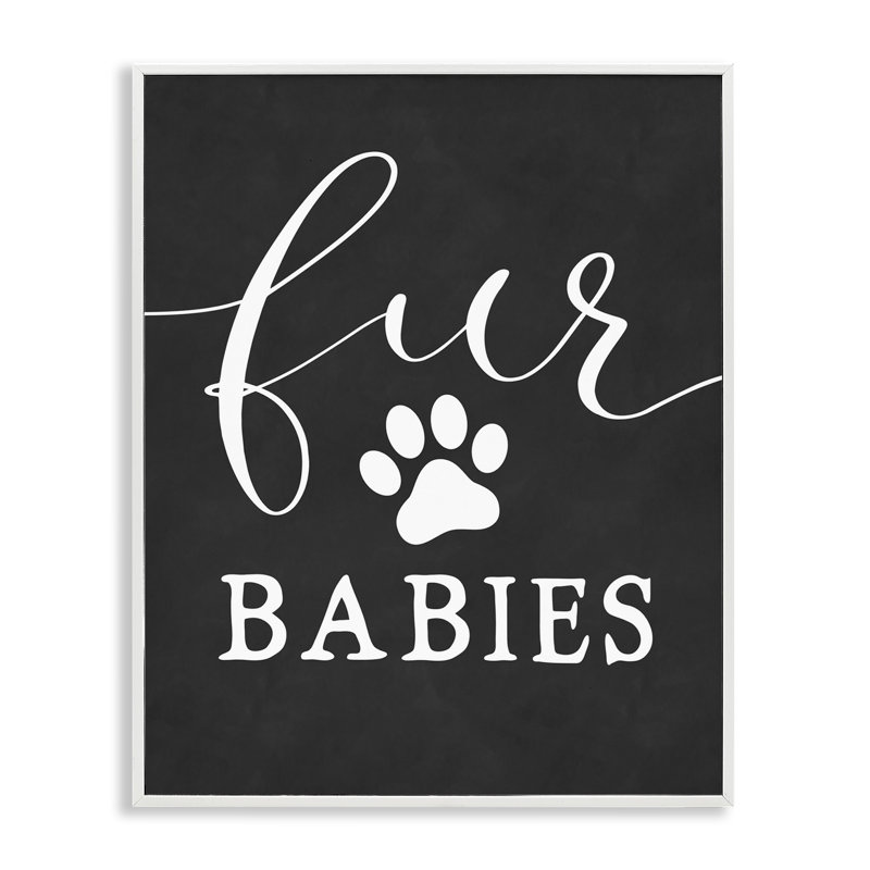 «Fur Babies» par phrase et doublure, Estampe numérique encadrée blanc bord de mer, H 30 po x l 24 po