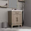 Meuble-lavabo simple en chêne gris l 24 po x P 18 po, comptoir en acrylique et miroir - fermeture en douceur, capacité de rangement intérieure abondante-130722271