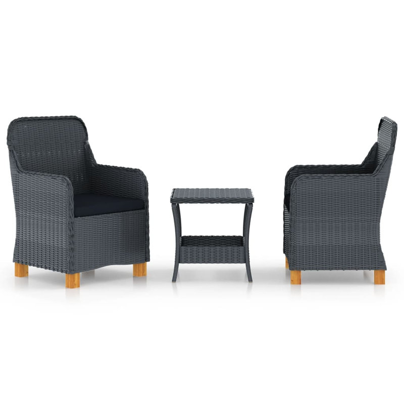 Ensemble 3 pièces avec coussins Brundon, Gris foncé