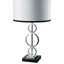 Lampe de table haute 29 po en métal avec finition argentée, style anneau, abat-jour rond blanc