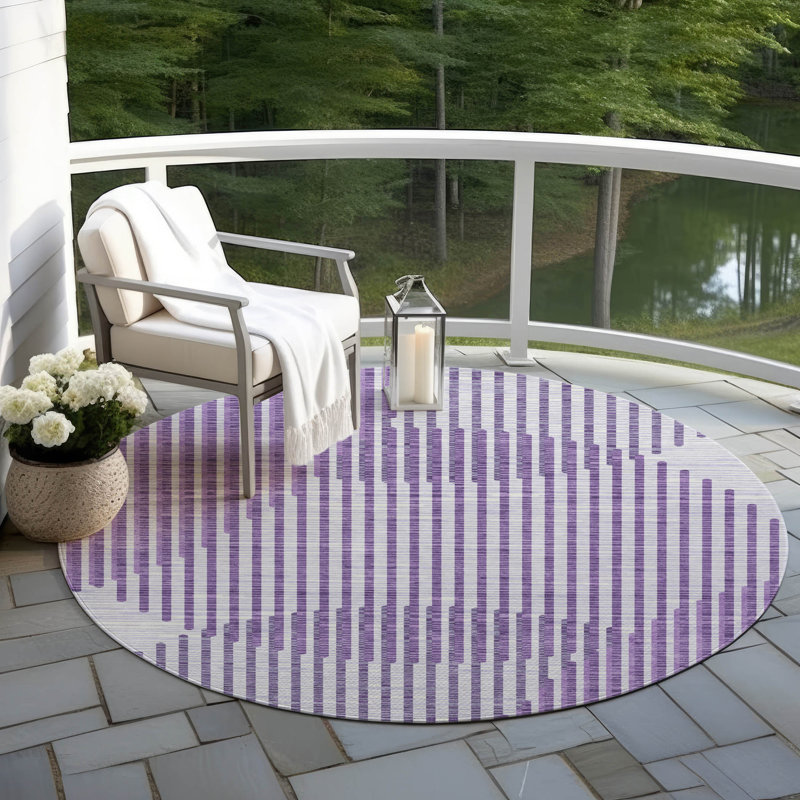 Tapis intérieur / extérieur mauve Elowen , 8 pi x 8 pi