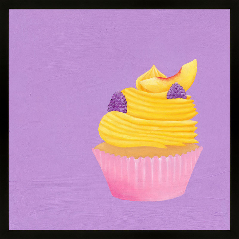 «Peach and Blackberry Cupcake» par Katy Montica - reproduction de cadre photo, Papier avec cadre noir