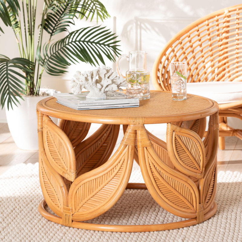 Raflesia Light Honey Round Rattan Bohemian Coffee Table