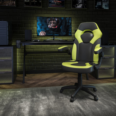 Ergonomic Adjustable Swivel Computer Gaming Chair with Flip-up Arms