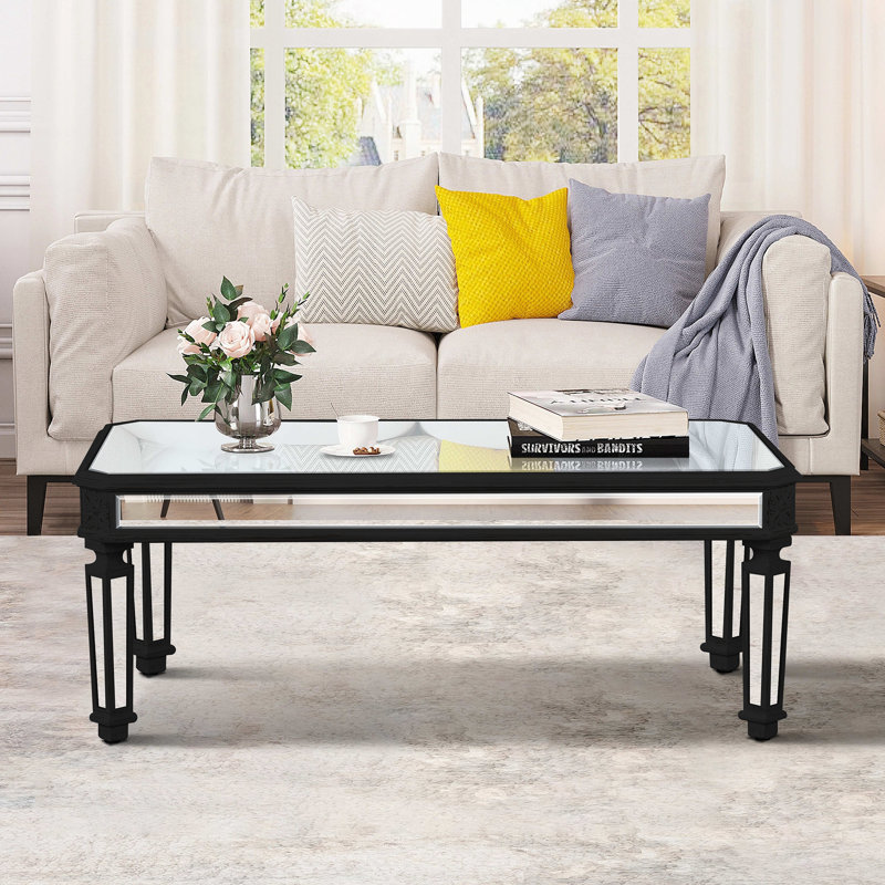 Table à thé rectangulaire en verre avec finition miroir
