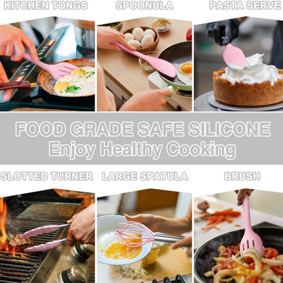 22 Pcs Silicone Cooking Utensil Set, Kitchen Utensils Set, Pink