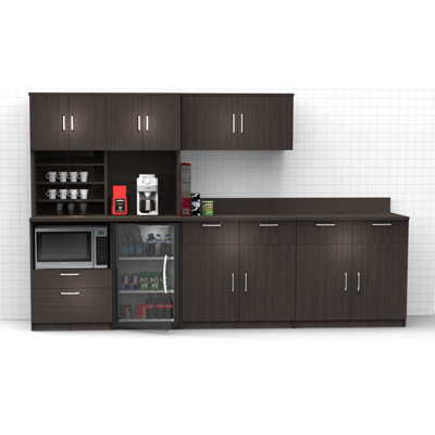 Buffet Buffet Buffet de cuisine pour la pause déjeuner 5 pièces Espresso - Assemblé en usine (achat de meubles seulement)
