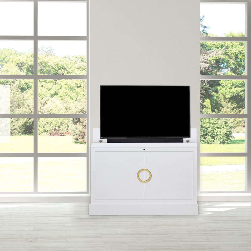 Clubside TV Stand for TVs up to 55", White/Brass