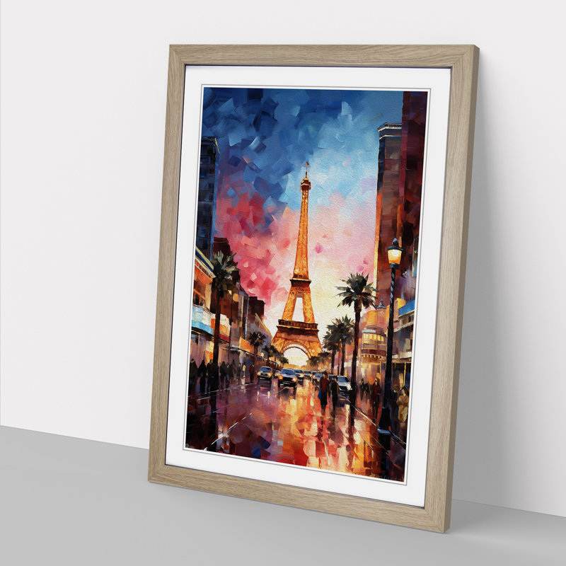 Las Vegas Impressionism Framed Print, 46cm H x 34cm W x 2cm D, Oak