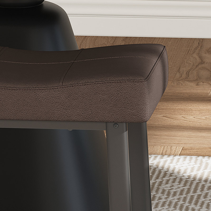 Upholstered Counter Stool with Metal Frame, Brown, Black
