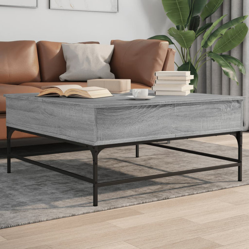 Aleathia Lift Top Four Leg Coffee Table with Storage, Grey Sonoma