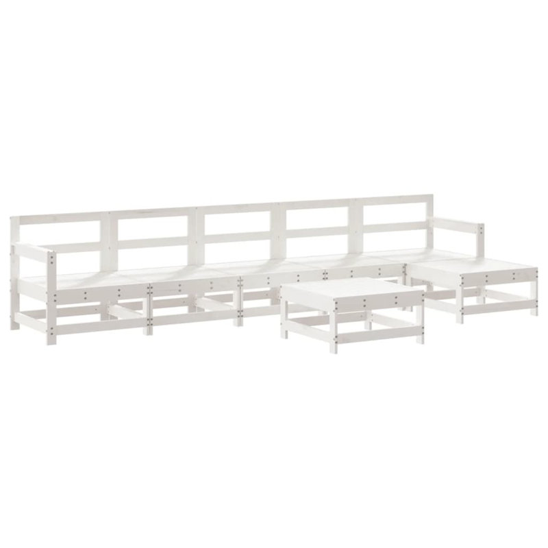  Ensemble de salon de jardin modulaire en bois de pin massif blanc, Coussin gris / cadre blanc